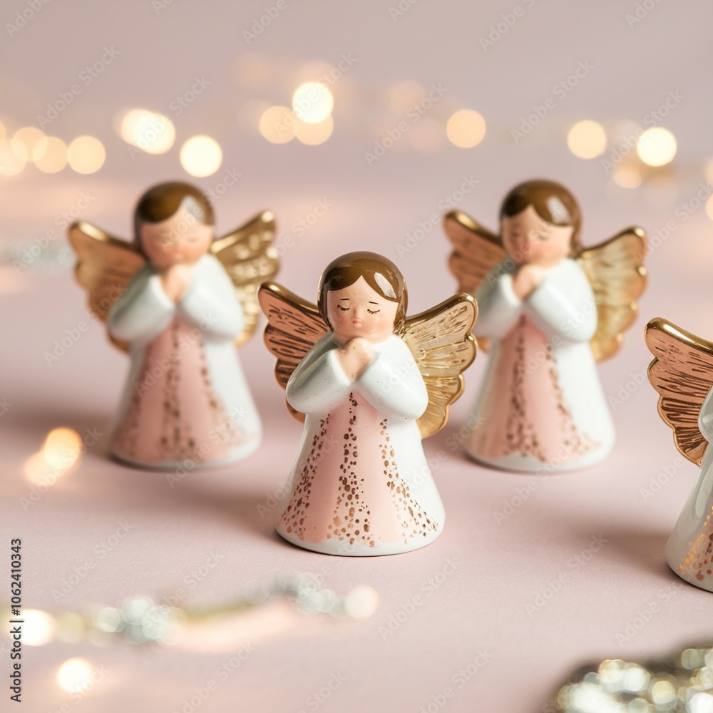Christmas angel decoration on pink background Christmas angel decoration on pink background