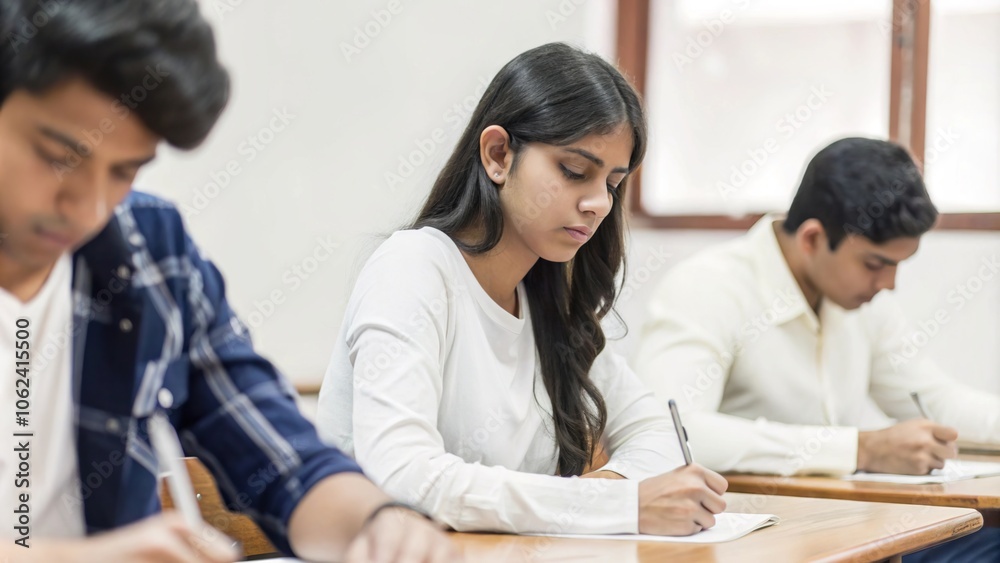 Students Focused on Writing During Exam Setting Students Focused on Writing During Exam Setting