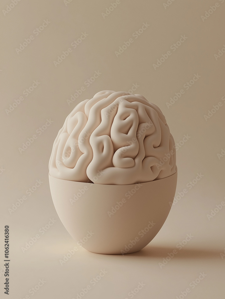 strange 3d brain model statue with neutral colours strange 3d brain model statue with neutral colours