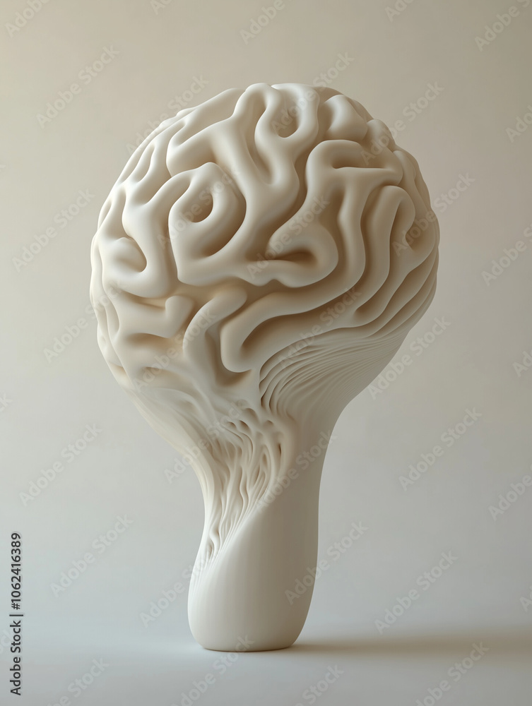 strange 3d brain model statue with neutral colours strange 3d brain model statue with neutral colours