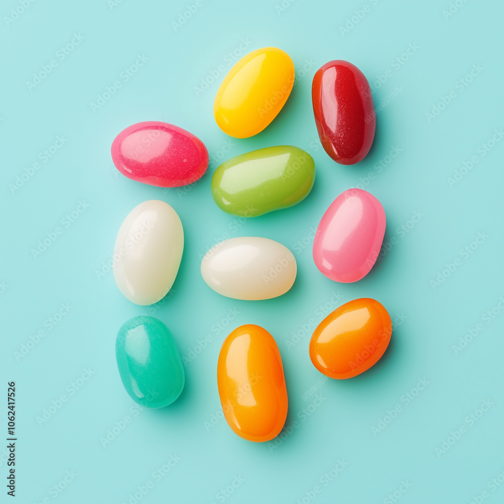 Pastel-colored jelly beans in soft shades Pastel-colored jelly beans in soft shades