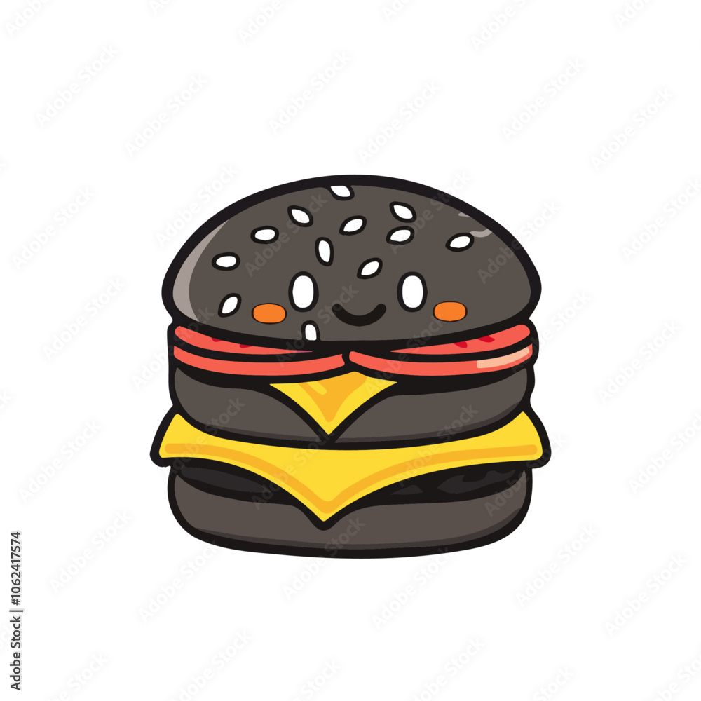 2D flat vector illustration hamburger isolated on a white background. 2D flat vector illustration hamburger isolated on a white background.