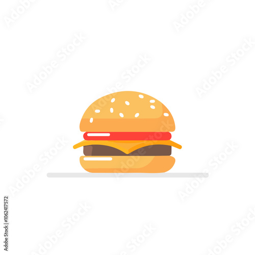 2D flat vector illustration hamburger isolated on a white background.