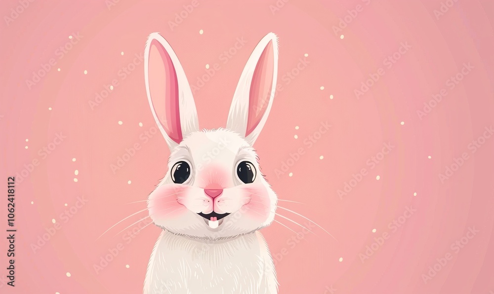Realistic cute rabbit cartoon with adorable face and simple modern background ai generated Realistic cute rabbit cartoon with adorable face and simple modern background ai generated