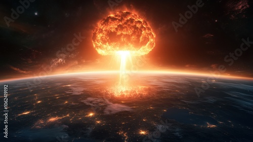 Wallpaper Mural A bright mushroom cloud from a catastrophic explosion on Earth, viewed from space. Torontodigital.ca