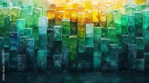 Gradient geometric background in soft greens and blues, symbolizing growth, resilience, and financial security for insurance clients