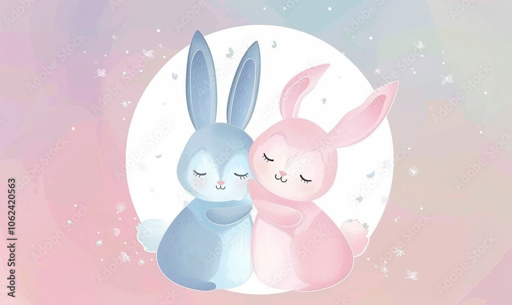 Realistic cute rabbit cartoon with adorable face and simple modern background ai generated Realistic cute rabbit cartoon with adorable face and simple modern background ai generated