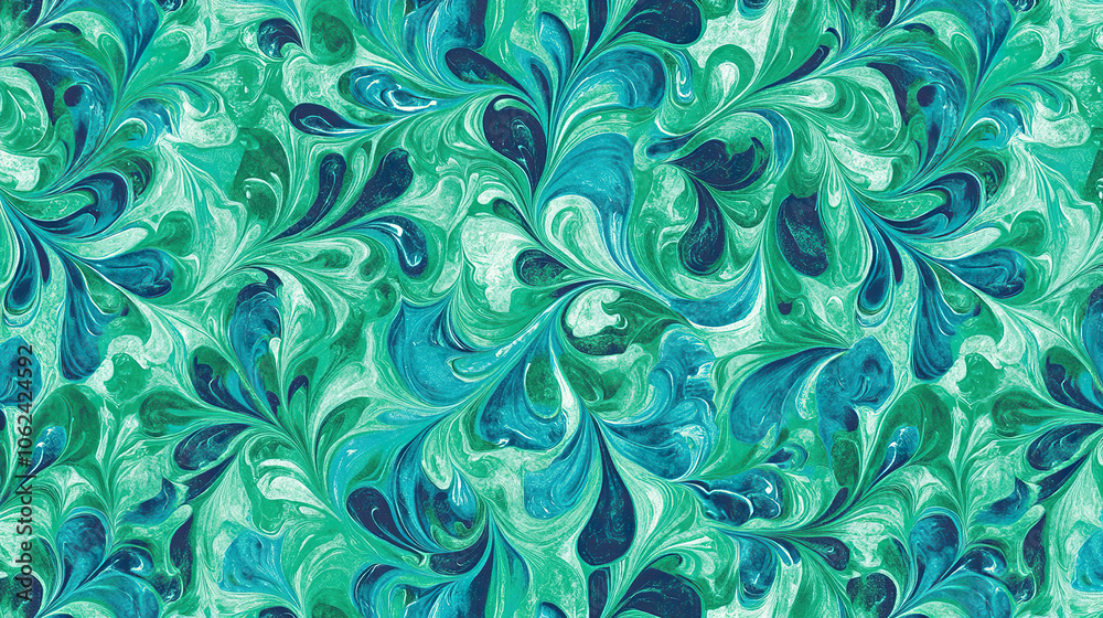 Vibrant abstract turquoise and green swirling pattern background