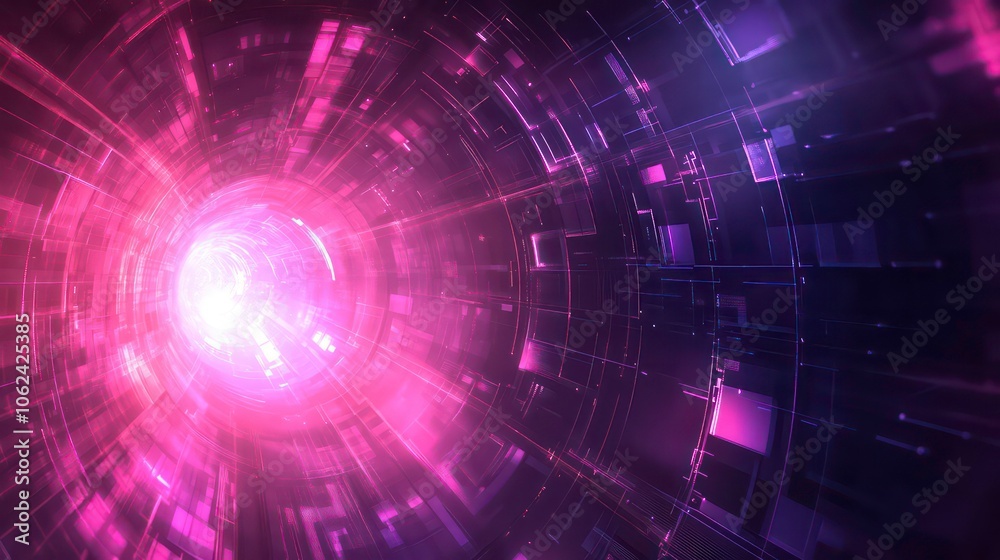 Abstract digital tunnel with vibrant colors and geometric patterns suggesting movement. Abstract digital tunnel with vibrant colors and geometric patterns suggesting movement.