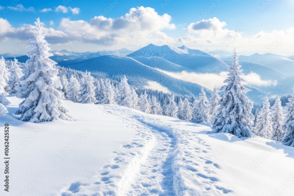 Winter in the Czech Republic's low mountains, Jeseniky Mountains, Moravia. Hiking in Czech mountains. Winter landscapes. Winter in the Czech Republic's low mountains, Jeseniky Mountains, Moravia. Hiking in Czech mountains. Winter landscapes.