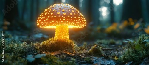 Glowing Mushroom in a Forest