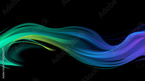 Abstract hand painted multi color brush strokes.on a black background AI generated image, ai.