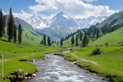 During the winter months in Pahalgam, India, the Betab Valley looks beautiful