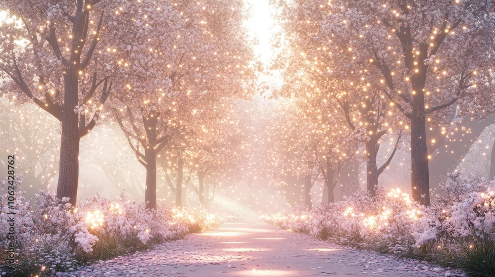 Obraz premium Intuitive painting of snow-covered trees in winter. Generative stock