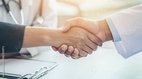 Doctor and patient handshake symbolizing trust in healthcare setting