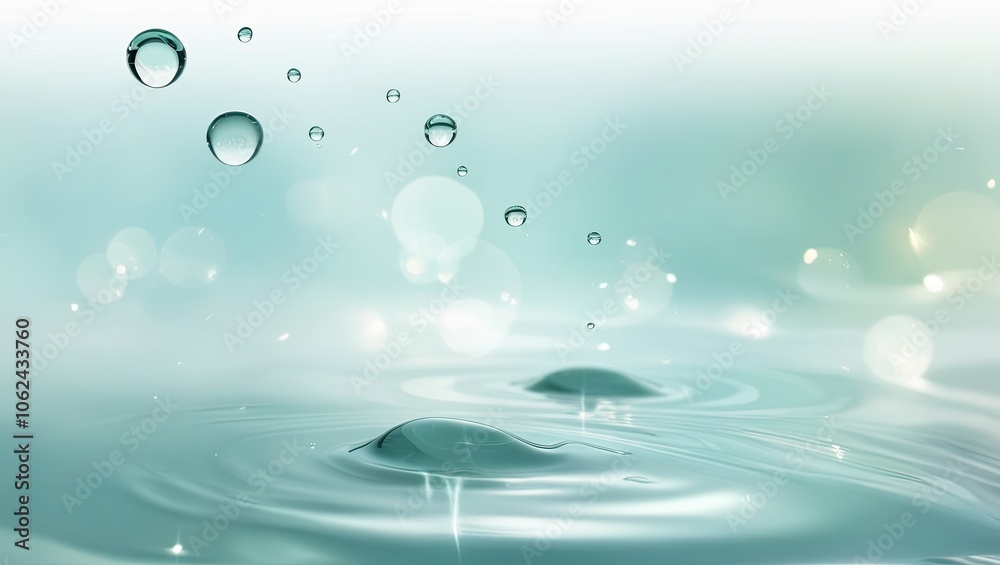 Fresh Blue-Green Abstract Background with Softly Blurred Water Droplets Fresh Blue-Green Abstract Background with Softly Blurred Water Droplets