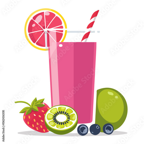 2D flat vector illustration smoothie icon isolated on a white background.