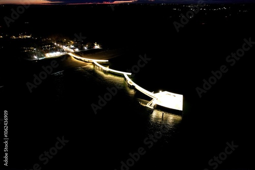 Koserow, Seebrücke beleuchtet bei Nacht 2024 photo