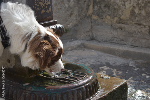 dog drinking water