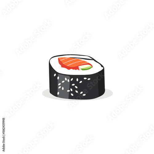 2D flat vector illustration sushi icon isolated on a white background.