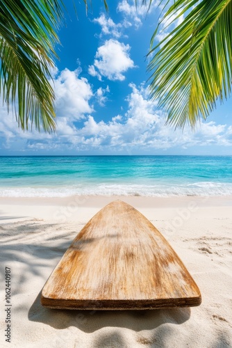 Wallpaper Mural A wooden surfboard sitting on top of a sandy beach Torontodigital.ca