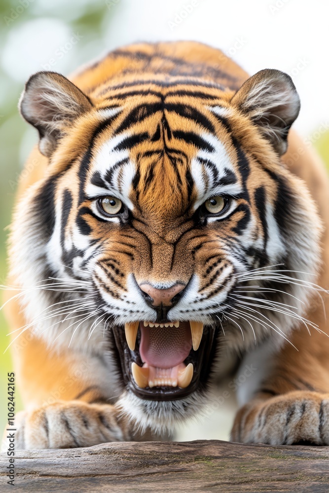 A close up of a tiger yawning with its mouth open A close up of a tiger yawning with its mouth open