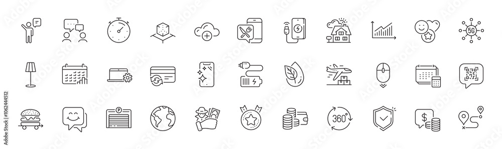 360 degree, Food app and Shield line icons. Pack of Qr code, Realtor, Food delivery icon. Ranking star, Cloud computing, Agent pictogram. People chatting, Delivery plane, Smile face. Vector 360 degree, Food app and Shield line icons. Pack of Qr code, Realtor, Food delivery icon. Ranking star, Cloud computing, Agent pictogram. People chatting, Delivery plane, Smile face. Vector