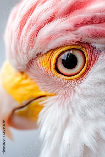  A close up of a bird's eye with a yellow beak photo