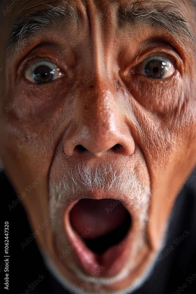 A close up of a man's face with his mouth open A close up of a man's face with his mouth open