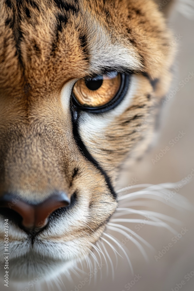 A close up of a cheetah's face with yellow eyes A close up of a cheetah's face with yellow eyes