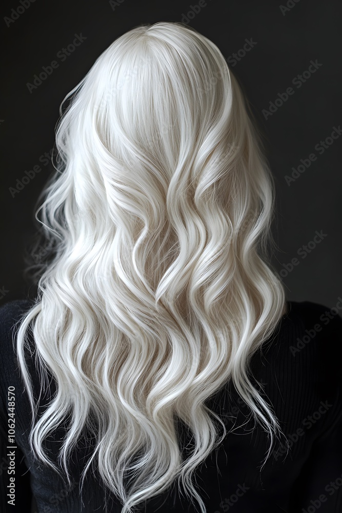 Naklejka premium Young woman with long blonde hair on dark background