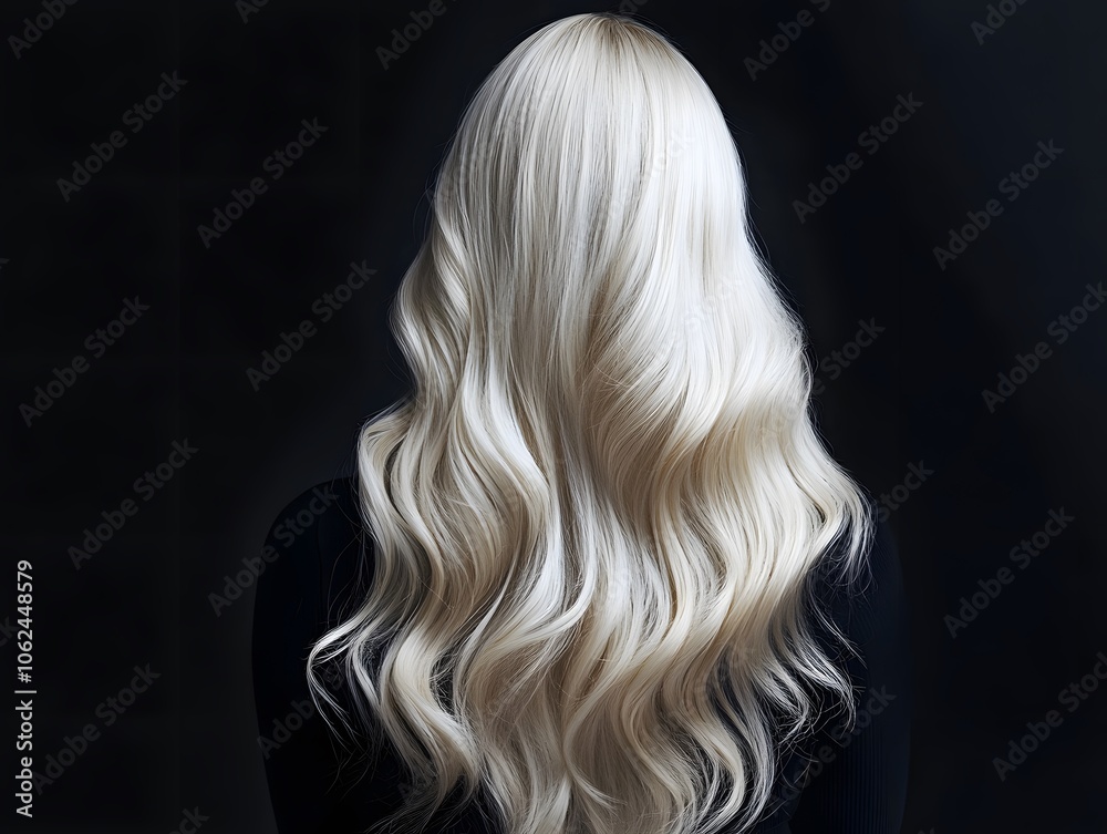 Naklejka premium Young woman with long blonde hair on dark background