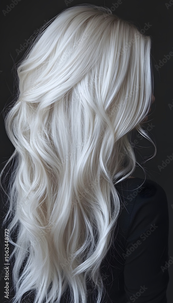 Naklejka premium Young woman with long blonde hair on dark background