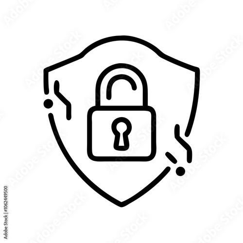 Security shield icon with padlock for protection and safety