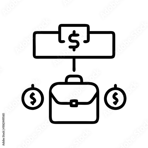 Business investment icon with briefcase and dollar sign for finance and entrepreneurship