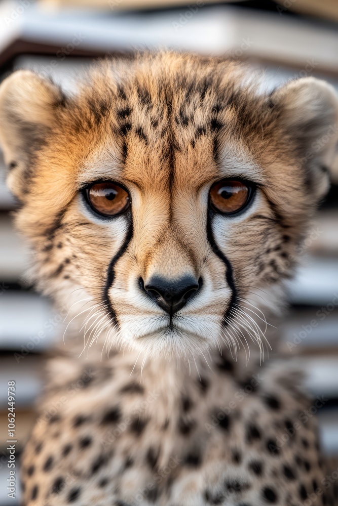 A close up of a cheetah's face looking at the camera A close up of a cheetah's face looking at the camera