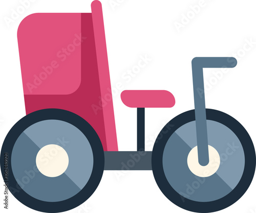 Pink delivery tricycle bringing food order from restaurant to customer