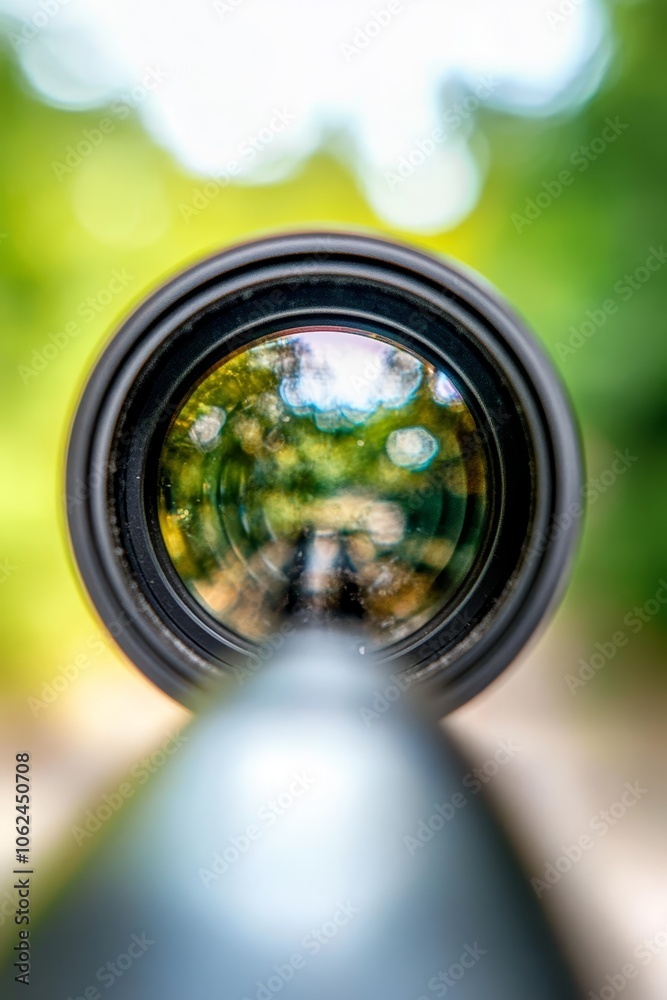 A close up of a telescope lens with a blurry background A close up of a telescope lens with a blurry background