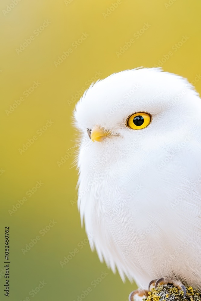 A white bird with yellow eyes sitting on a branch A white bird with yellow eyes sitting on a branch