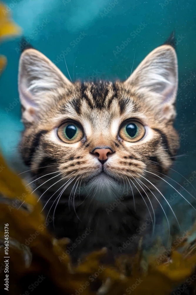 A close up of a cat looking up at the camera A close up of a cat looking up at the camera