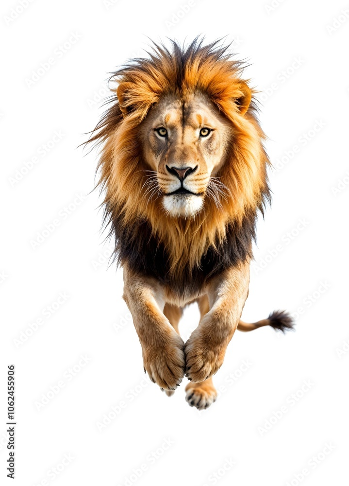 Fototapeta premium jumping lion isolated on white background
