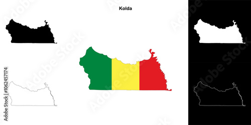 Kolda region outline map set