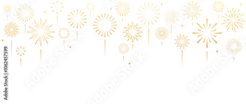 New Year background isolated with gold fireworks ans stars