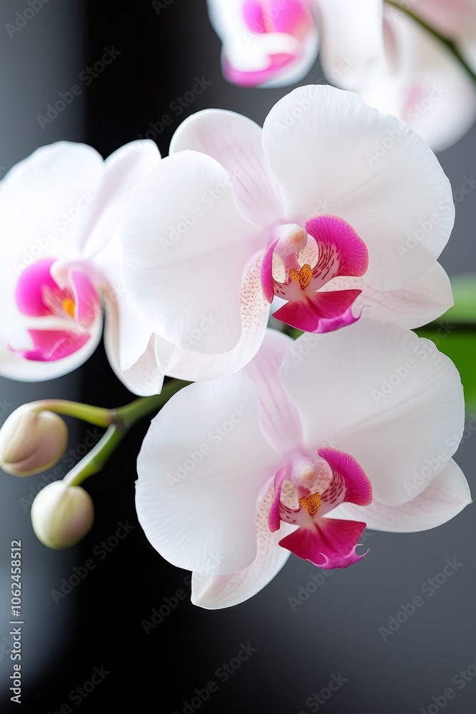 Obraz premium A close up of a white and pink flower on a branch