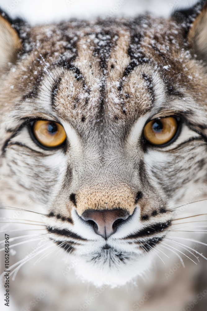 Fototapeta premium A close up of a lynx's face in the snow