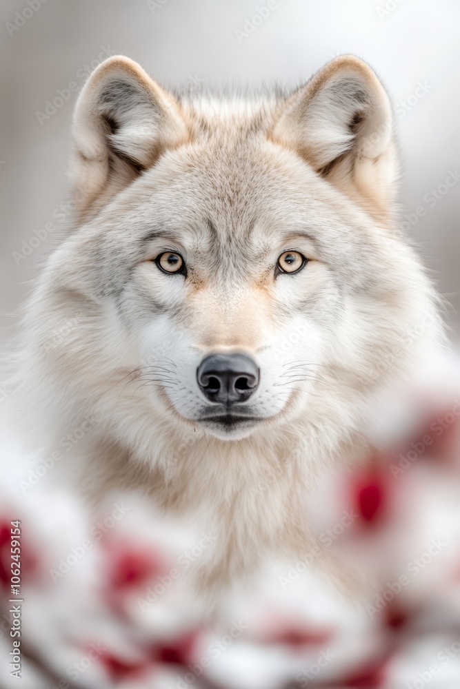 Obraz premium A close up of a wolf's face in the snow