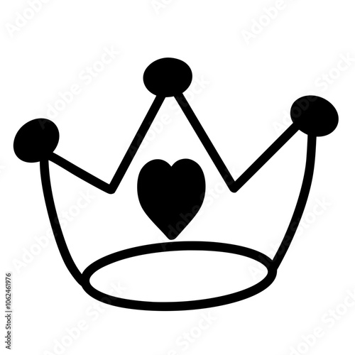 Crown with heart doodle