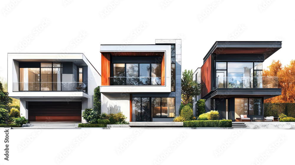 set of modern house isolated on transparent background, png elements collection. set of modern house isolated on transparent background, png elements collection.