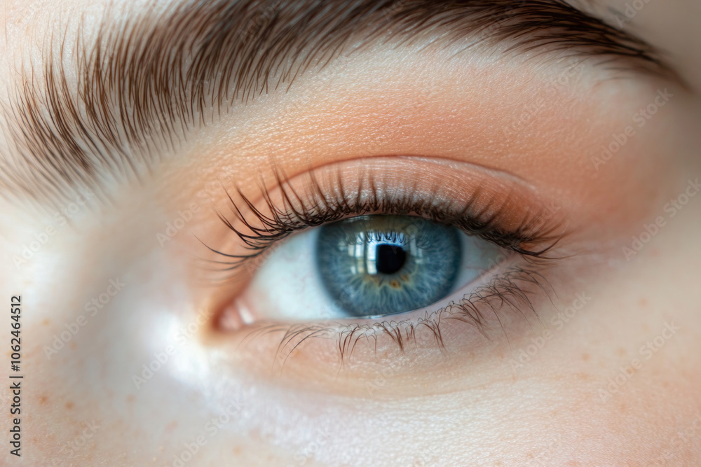 An intricately detailed blue eye with soft makeup encircling, emphasizing its vibrant color and drawing attention to its natural allure and curiosity. An intricately detailed blue eye with soft makeup encircling, emphasizing its vibrant color and drawing attention to its natural allure and curiosity.