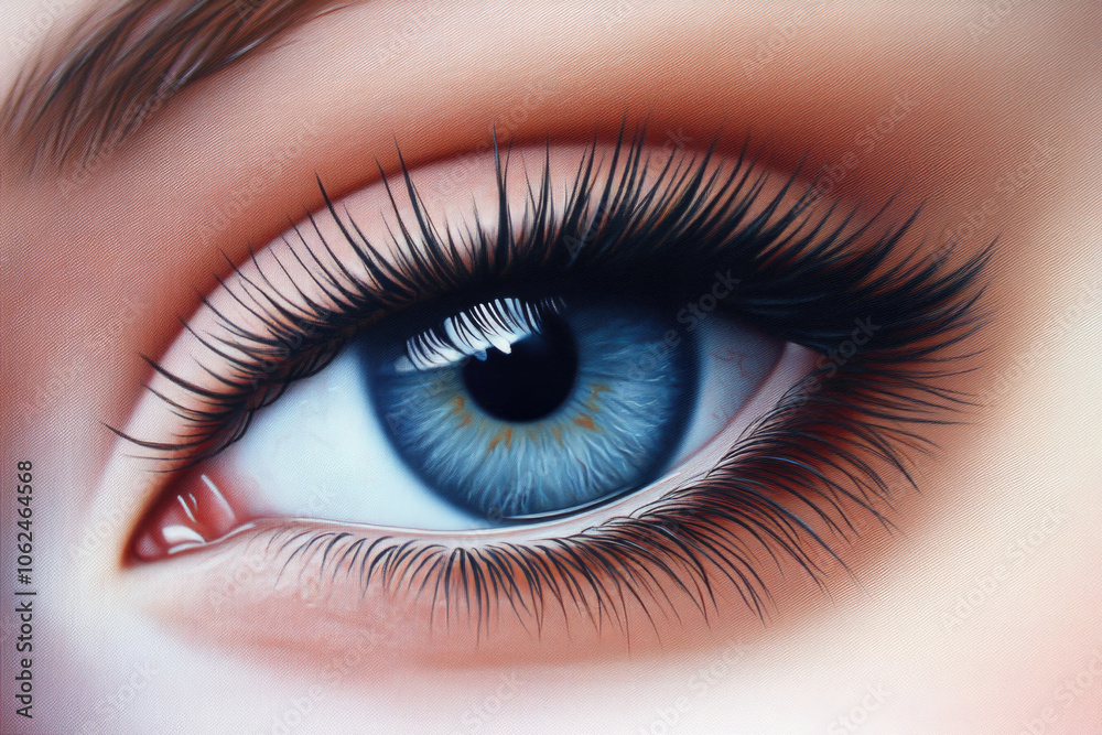 A hyper-realistic close-up of a blue eye showcasing intricate iris patterns and a glossy finish, surrounded by delicate eyelashes in a photorealistic style. A hyper-realistic close-up of a blue eye showcasing intricate iris patterns and a glossy finish, surrounded by delicate eyelashes in a photorealistic style.